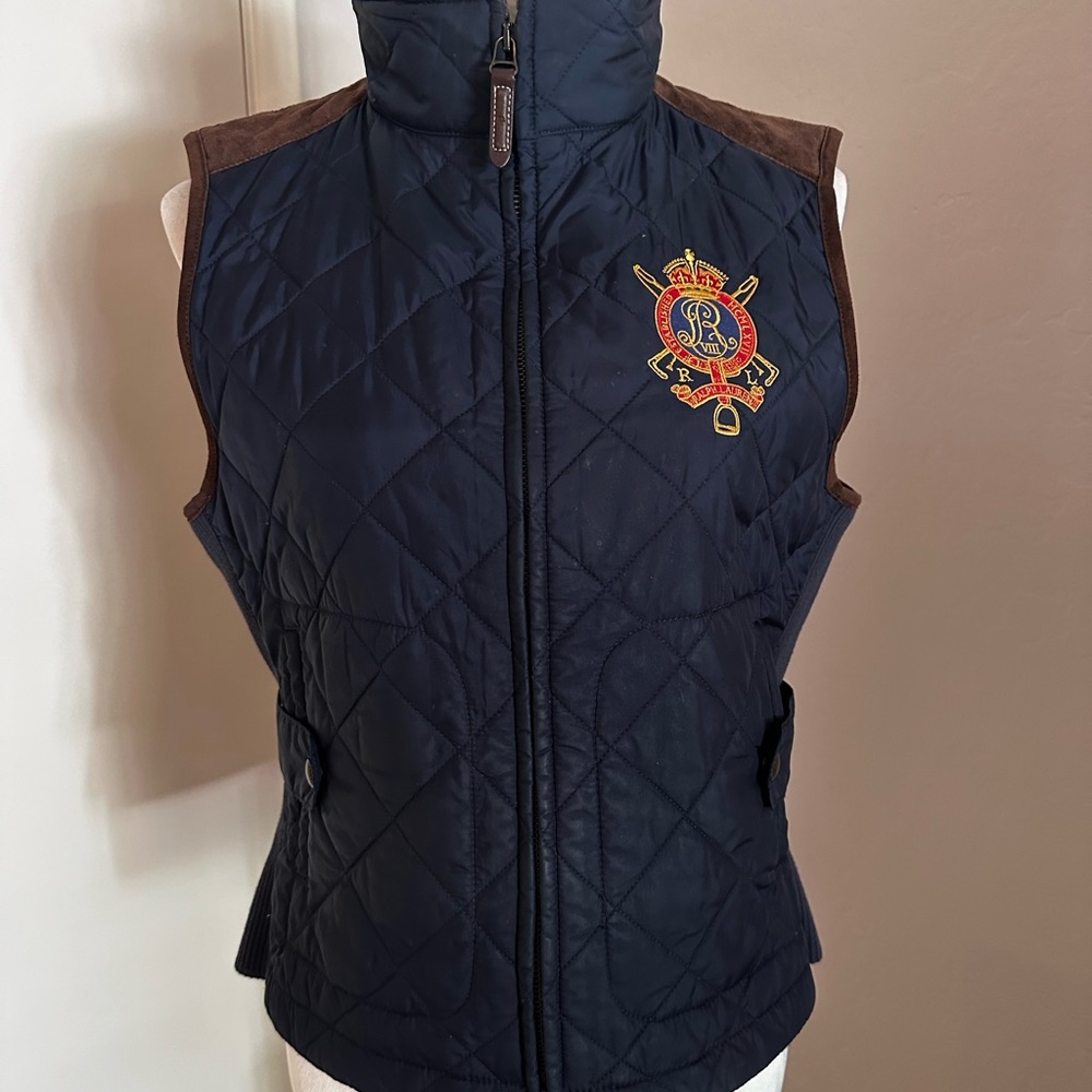 Ralph Lauren Dark Blue Quilted Vest with Crest